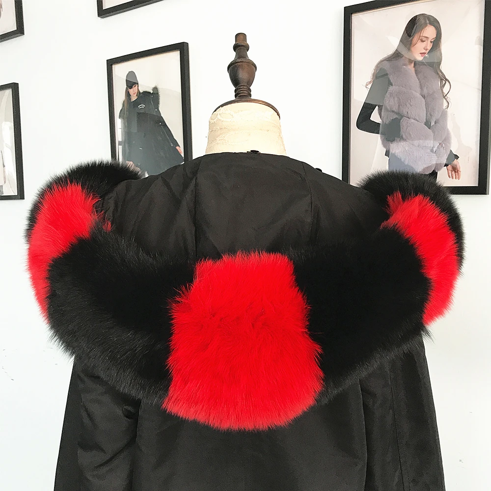 Меховой воротник из натурального меха лисы зимние шарфы с капюшоном и воротником