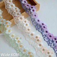 6cm wide exquisite cotton 3d flower fabric venise embroidery ribbon dress collar skirts neckline mesh lace trim clothes material