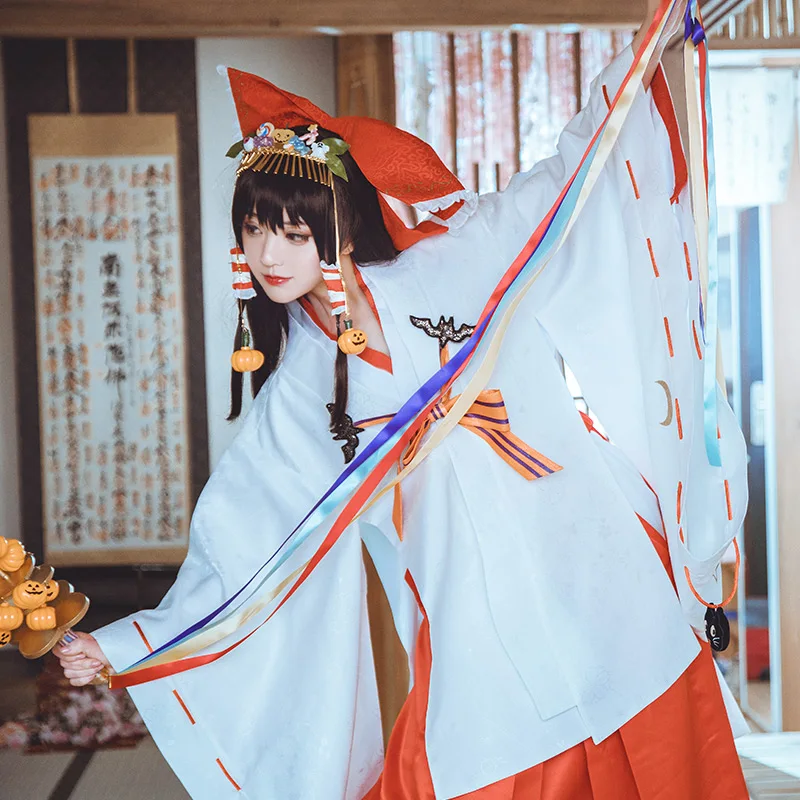 

[STOCK] Anime Touhou Project Hakurei Reimu Halloween Kimono Uniform Full Set Cosplay Costume Women Halloween Free shipping