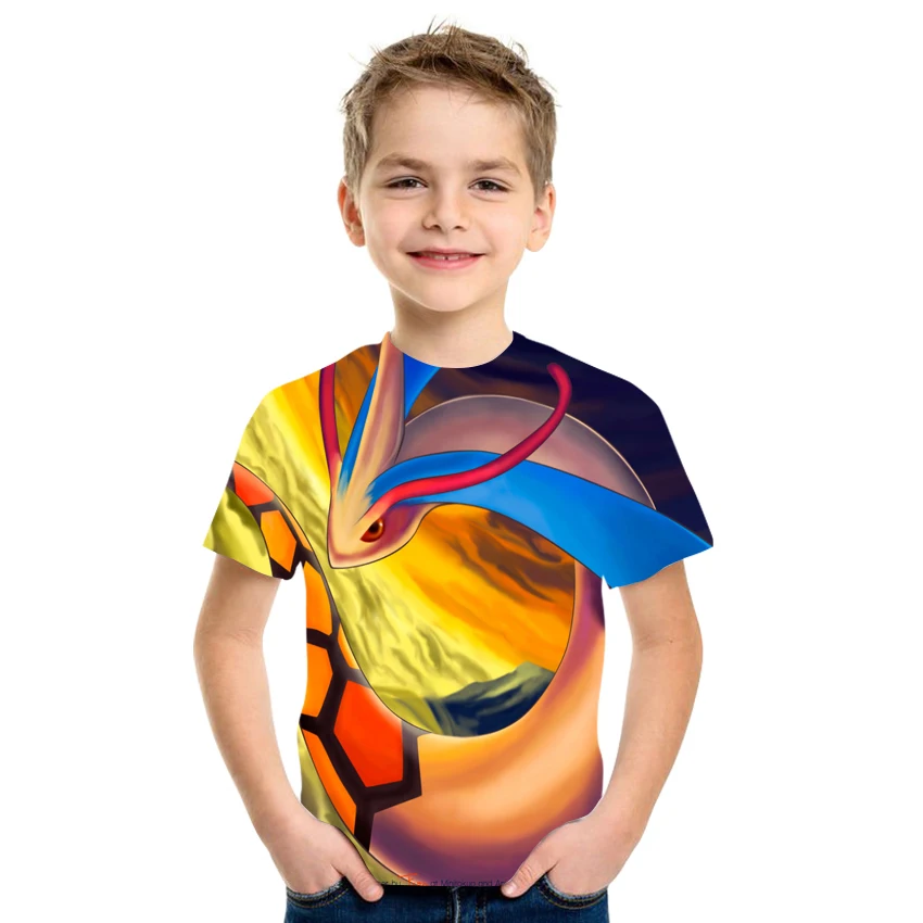 

2021 Summer Boys Printed Quick-drying Anime Graphic Hip Hop Cool T-shirt Size 4T-16T