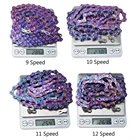 MTB цепь для дорожного велосипеда 116 ссылка полу-полые покрытием разноцветное Цветной; Большие размеры 9, 10, 11, 12, Скорость горный велосипед цепи для SRAM