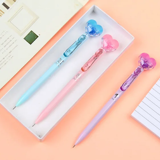 

3PCS/lot 0.5/0.7mm heart Automatic Pencil Creative Press Mechanical Pencil With Eraser School Office Supplies Kawaii Stationery