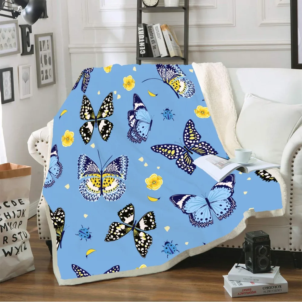 Пледы одеяло шерстяное 3D бабочка печатных номер уютное красочные крылья Диван