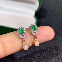 grace flower sprouting natural green emerald drop earrings 925 silver natural gemstone earrings women party gift jewelry