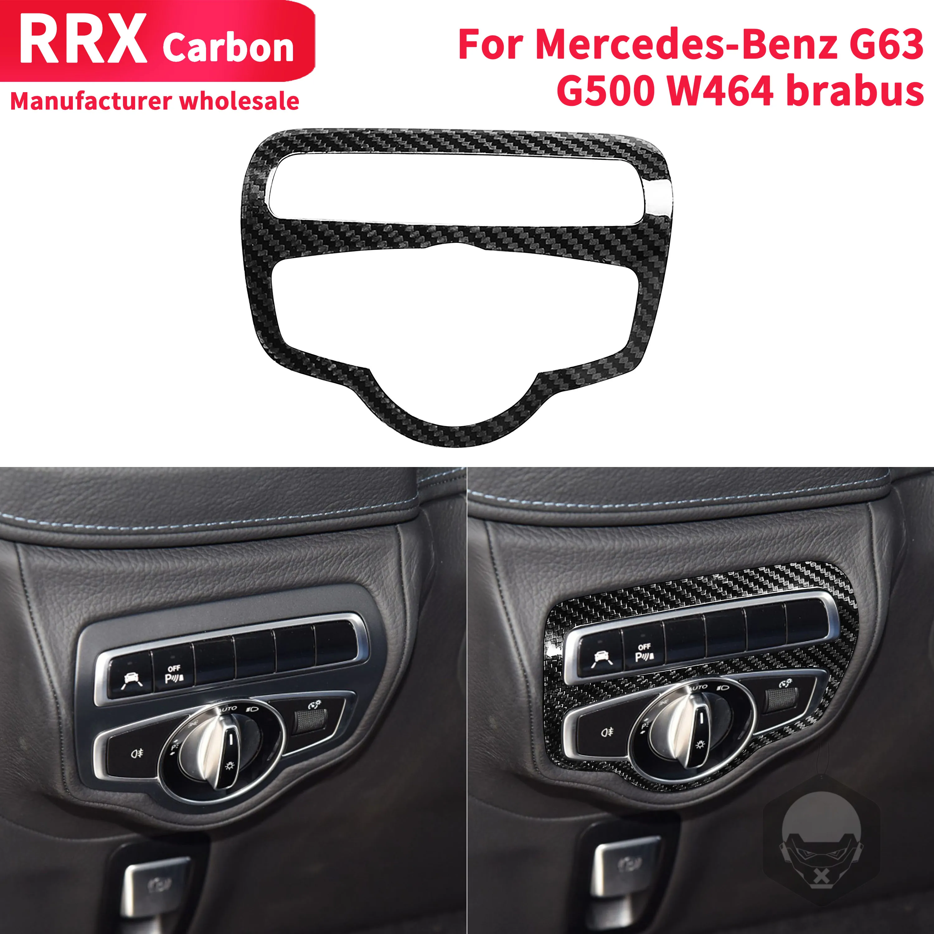 

Headlight Adjustment Button Cover Stickers For Mercedes-Benz G-CLASS G500 2019-2020 G63 W464 Brabus Carbon Fiber Accessories