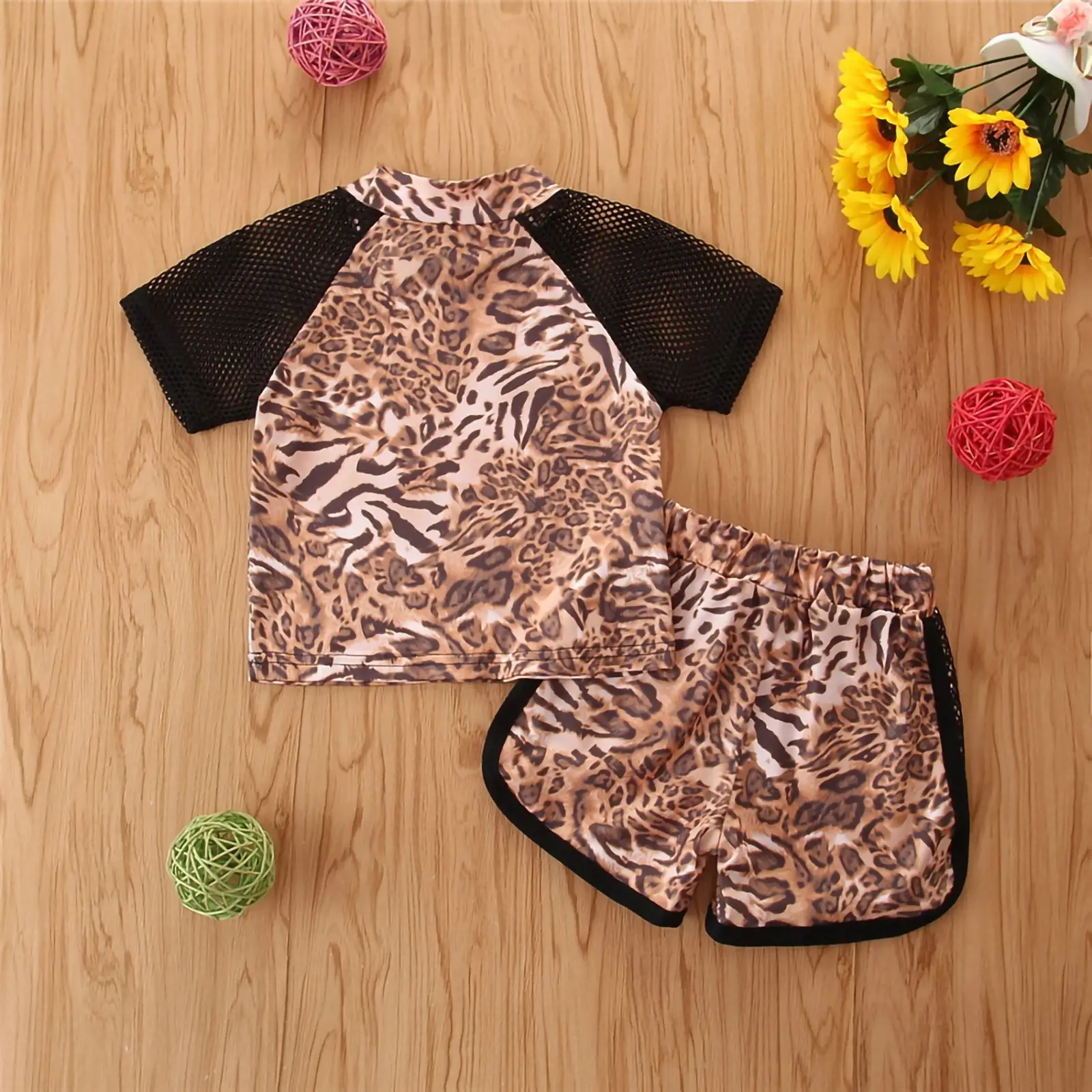 

1-5Y Baby Toddler Girls Clothes Set Leopard Print T-Shirt Shorts Kids Clothes Girls Sets