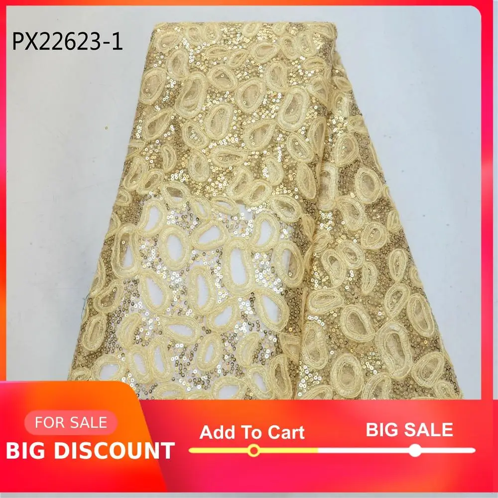 Сетчатая Ткань 100% полиэстер Африканский стиль золотистые блестки органза