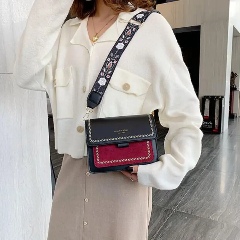 

2020 new mini handbags women fashion ins ultra fire retro wide shoulder strap messenger bag purse simple style Crossbody Bags