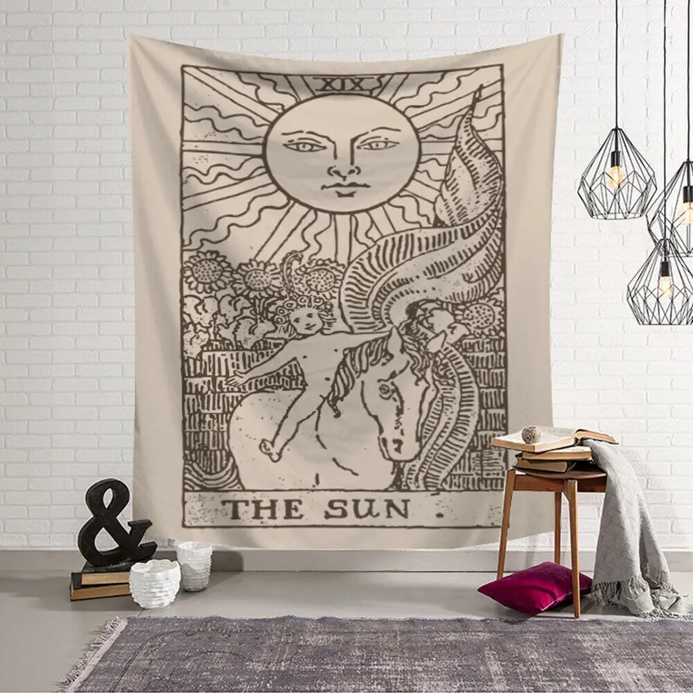 

Tapestry Tarot The Sun XIX Broom Wall Hanging Poster Decor Art Throw