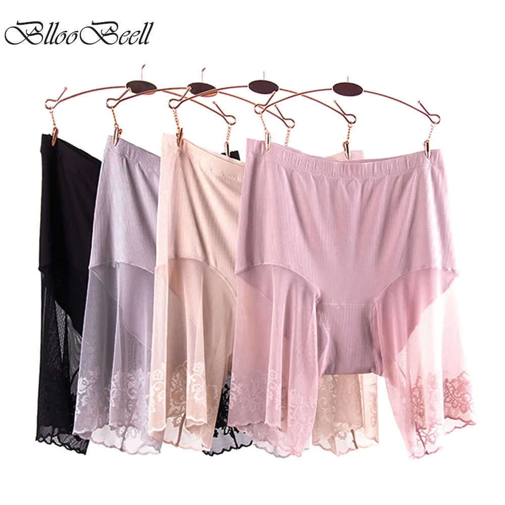 

Plus Size Safety Short Sexy Lace Under Skirt Women Safety Pants Cotton Ladies Underpants High Waist Seamless Panties Summer