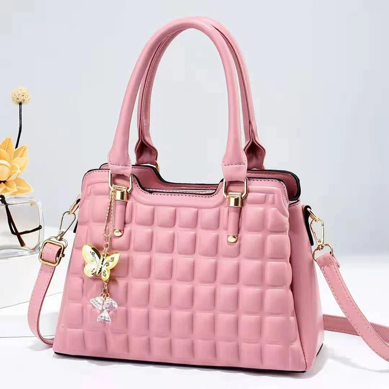 

Summer Fashion Women's Handbag Lattice Embossing PU Leather Top Handle Tote Large Capacity Shoulder Bags Female Crossbody Purse