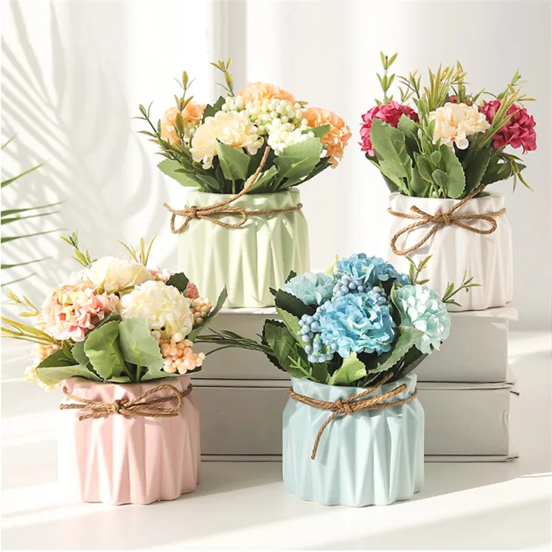 Европейские Керамические вазы с искусственными цветами минималистичные офисные