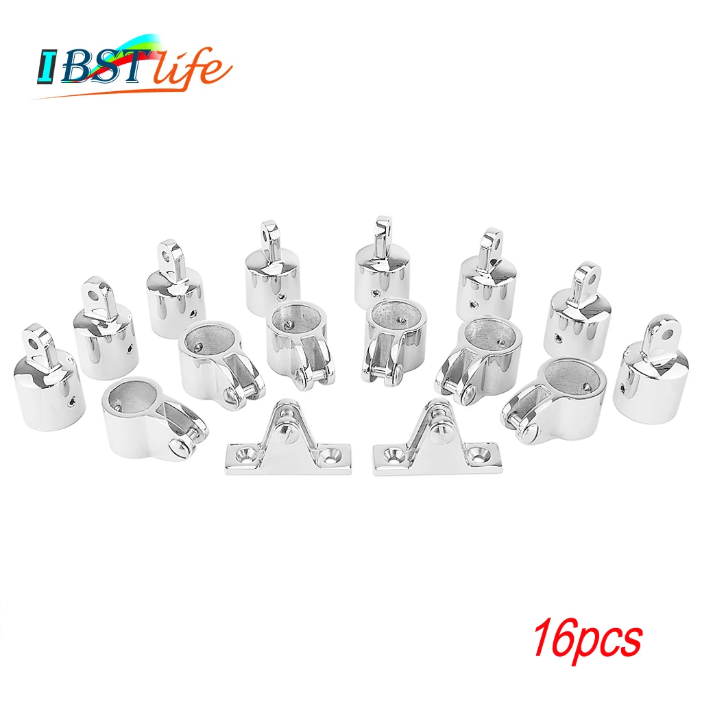

16 PCS Universal 4-Bow Bimini Top Stainless Steel 316 Marine Hardware Set Deck Hinge Jaw Slide Eye End Fitting Boat Accessories