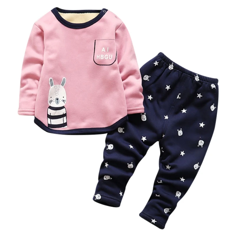 

Autumn Winter Children Baby Boys Pajamas Kids Sleepwear Plus Velvet Pajamas Set Cartoon Thickening Home Service Top Pants Nighty