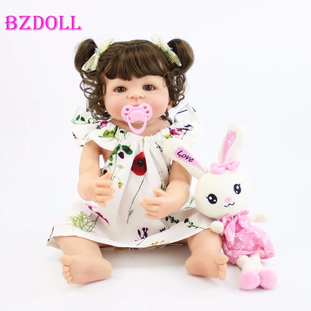 

55cm Full Body Silicone Reborn Doll Toys 22" Newborn Princess Bebe Alive Babies Girls Bonecas Bathe Toy