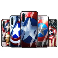 captain america shield marvel for xiaomi redmi k40 k30 k20 pro plus 9c 9a 9 8a 7 luxury shell tempered glass phone case cover