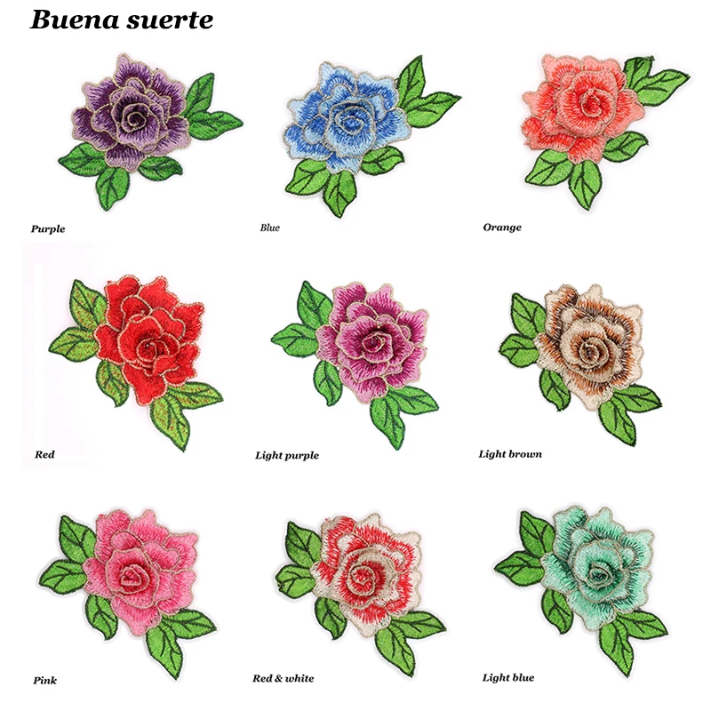 1 шт. 3D вышивка красный цветок розы пришивная аппликация сделай сам ремесла