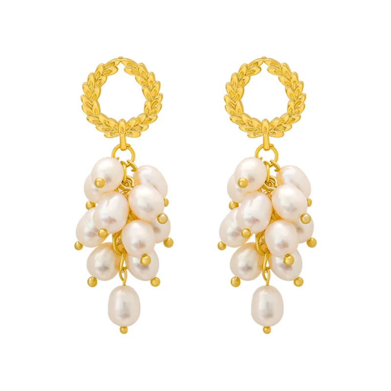 

YAOLOGE Exaggerated Luxury Long Earrings 2020 Latest Fashion Party Multiple Pearl Earrings Dangle Gold Loop Jewelry For Women
