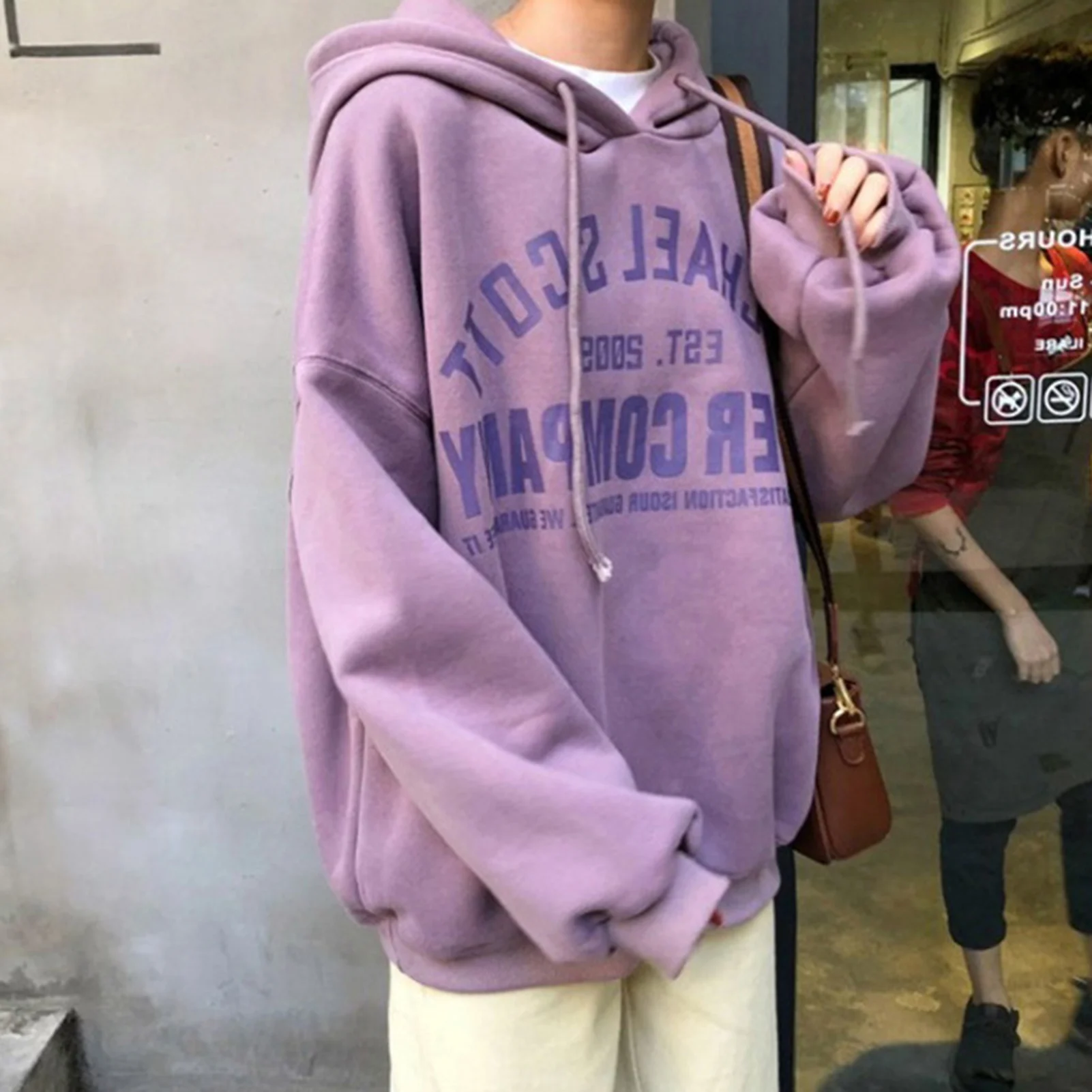 Autumn winter Harajuku sweatshirt Letters print womens hooded pullover tops Plush Oversized women's hoodies casual women Clothes