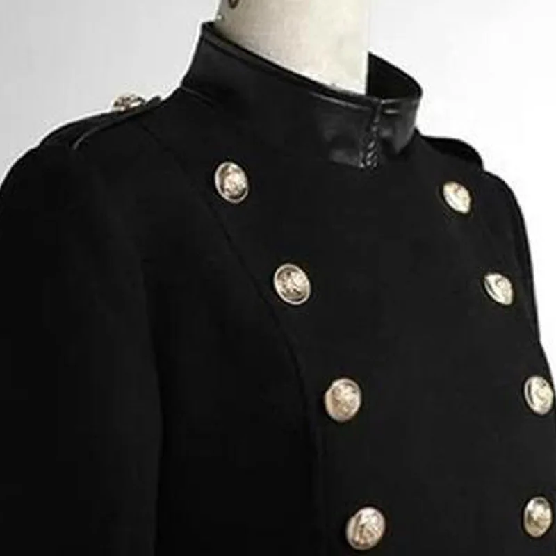 

2021 Autumn Winter Wool Suit Jackets New Women's High Round Wool Coat Stitching PU Leather Stand-up Collar Woolen Coat 86A