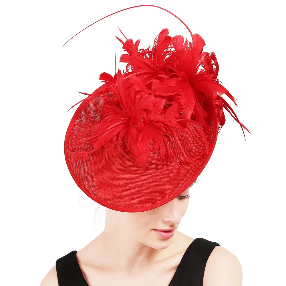 Женские шляпы с перьями шляпы-вуалетки имитация синамай Дерби Кентукки