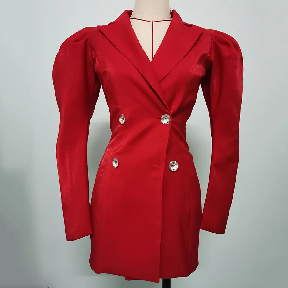 

Ailigou 2021 New Summer Women'S Dress Puff Sleeves V-Neck Mini Dress Sexy Bodycon Elegant Celebrity Party Button Dress Vestidos