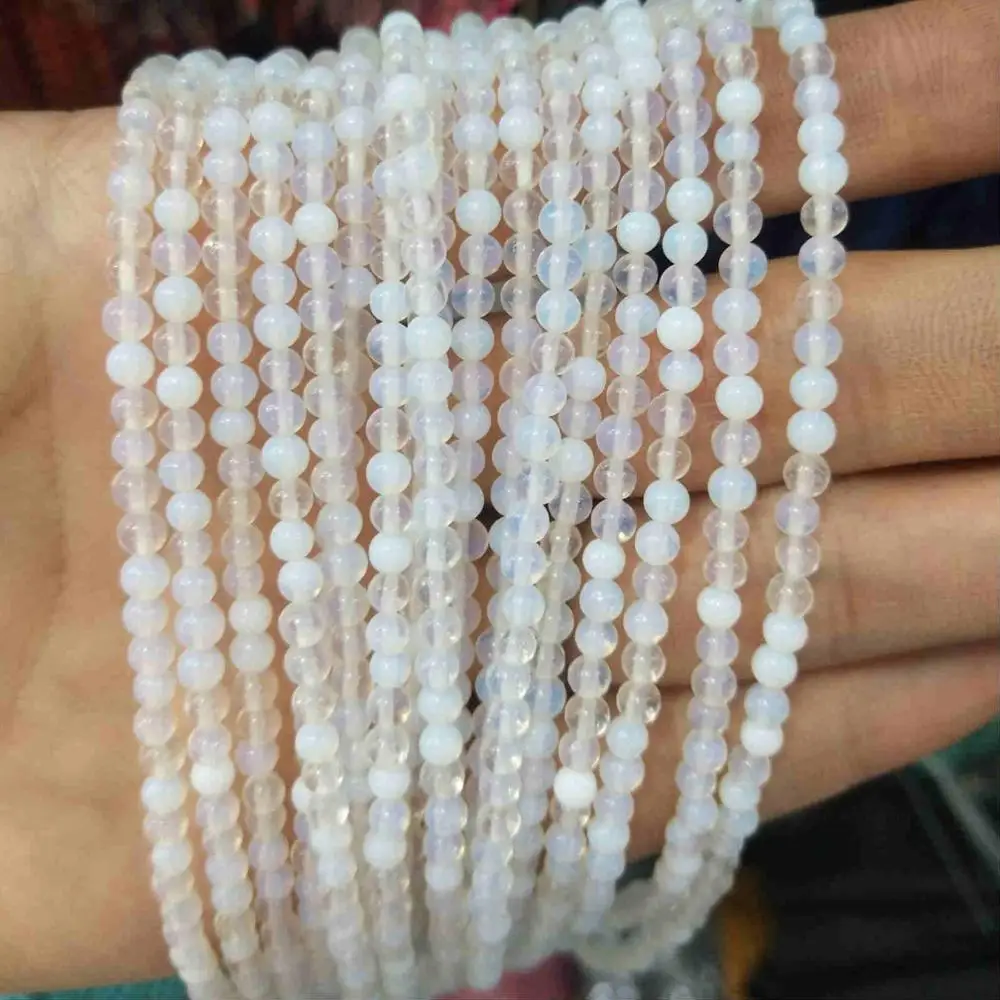 Opal 2 мм 3 мм из натуральных круглых камней бусины розовый кварц аметисты лазурит Агаты бусины из нефрита для самостоятельного изготовления ювелирных изделий браслет ожерелье - Цвет: Opal