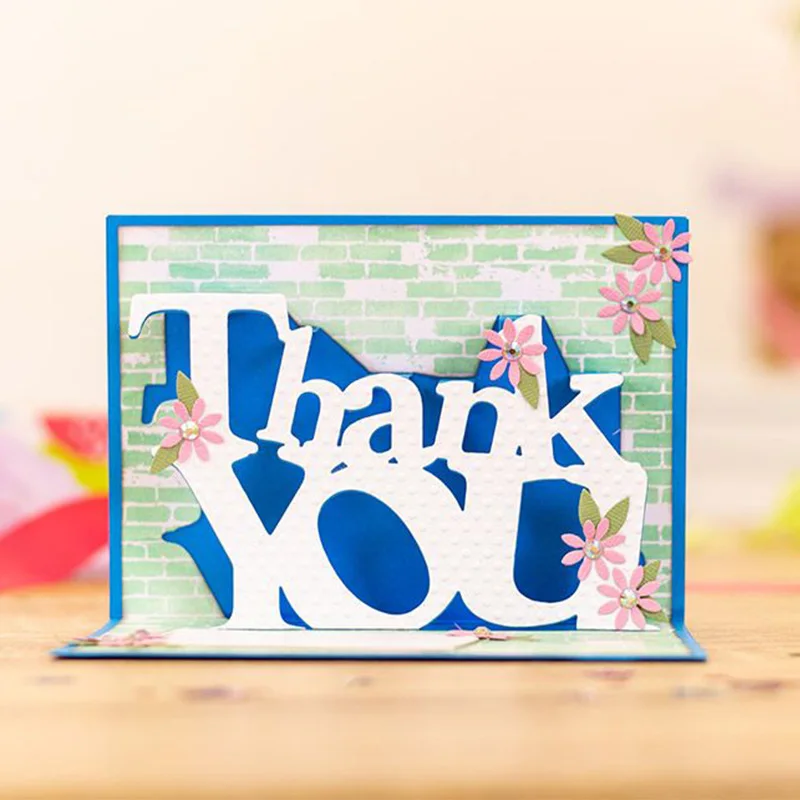 Выдвижная надпись Thank You металлические Вырубные штампы для скрапбукинга и