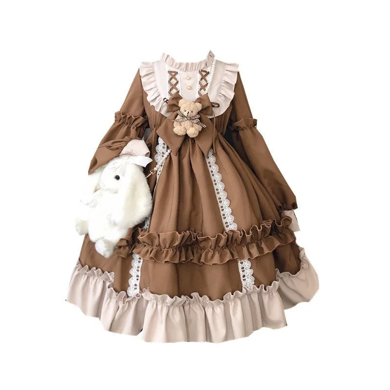 

Maid Costume Dress Cute Japanese Costume Sweet Gothic Party Robe Renaissance 2021 Kawaii Lolita Style Dress Women Lace