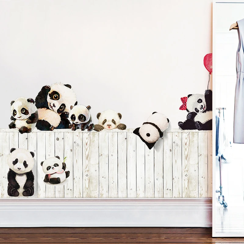 

Cartoon Pandas Wall Stickers TV Sofa Background Home Decor Childrens Room Decoration Toys Bedroom Kitchen Poster Self-Adhesive