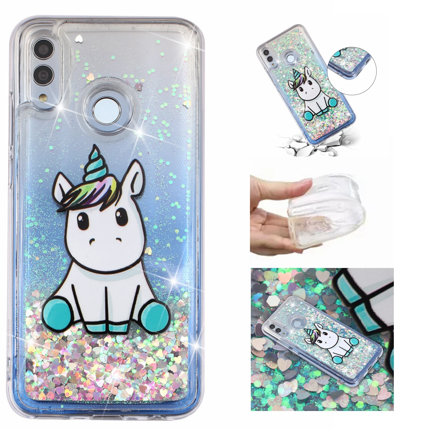 Чехол для Huawei Honor 10 Lite с динамической жидкостью и зыбучим песком мягкий