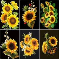 gatyztory 40x50cm pictures by numbers sunflower flowers acrylic drawing canvas painting for adult wall art diy home decoration