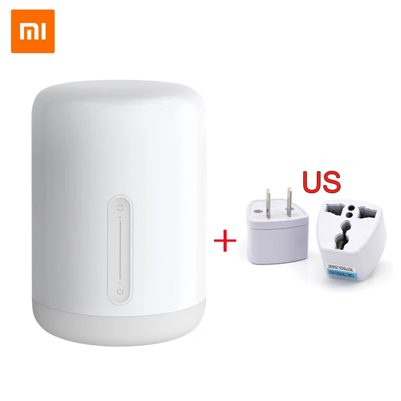 Xiaomi Mijia прикроватная лампа 2 светильник WiFi/Bluetooth светодиодный светильник умный Внутренний Ночной светильник работает с Apple HomeKit - Цвет: lamp2 add US adpater