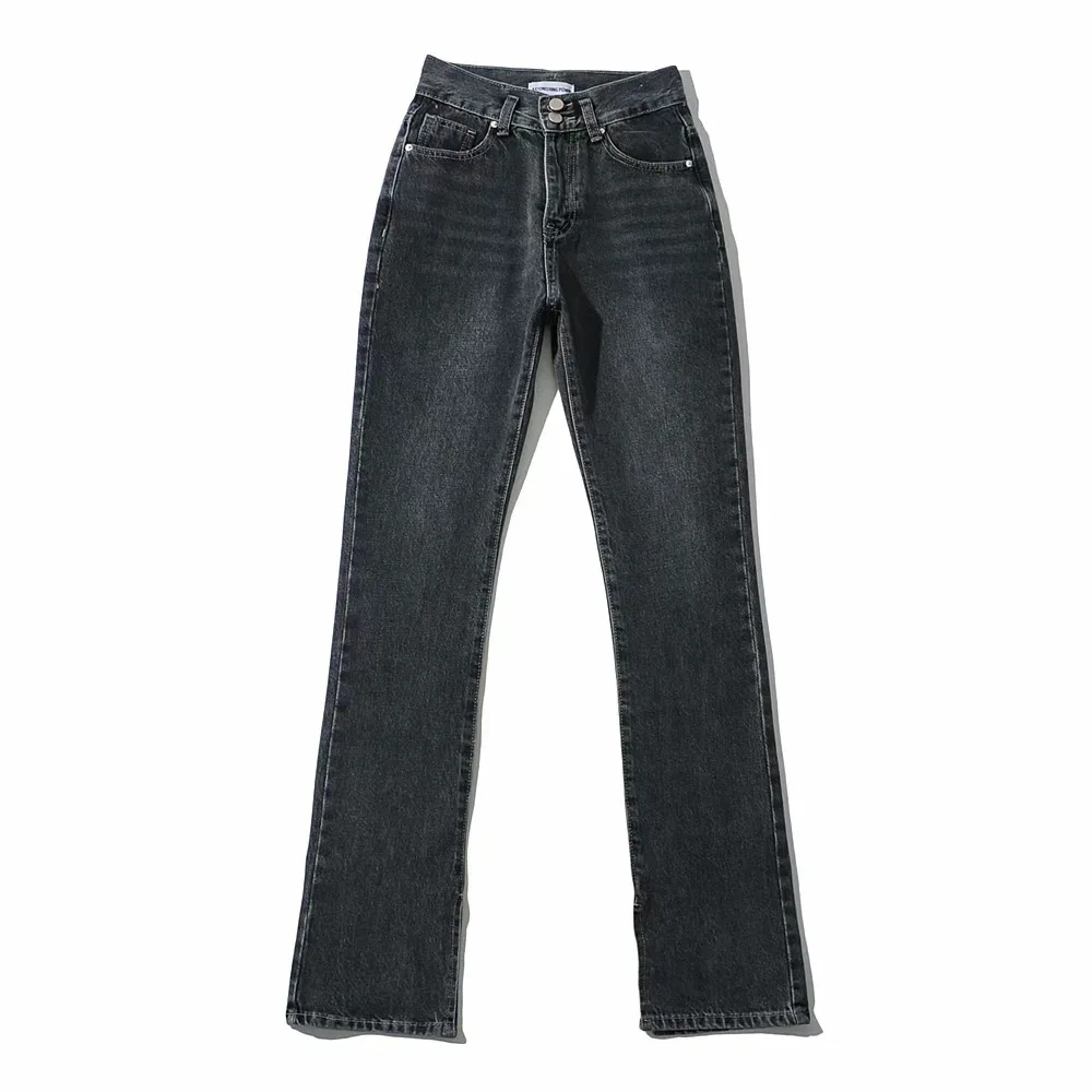

Women's Vintage Flare Jeans High Waist Stretch Denim Long Bell Bottoms Pants Spring High-quality Split Denim Trousers Female