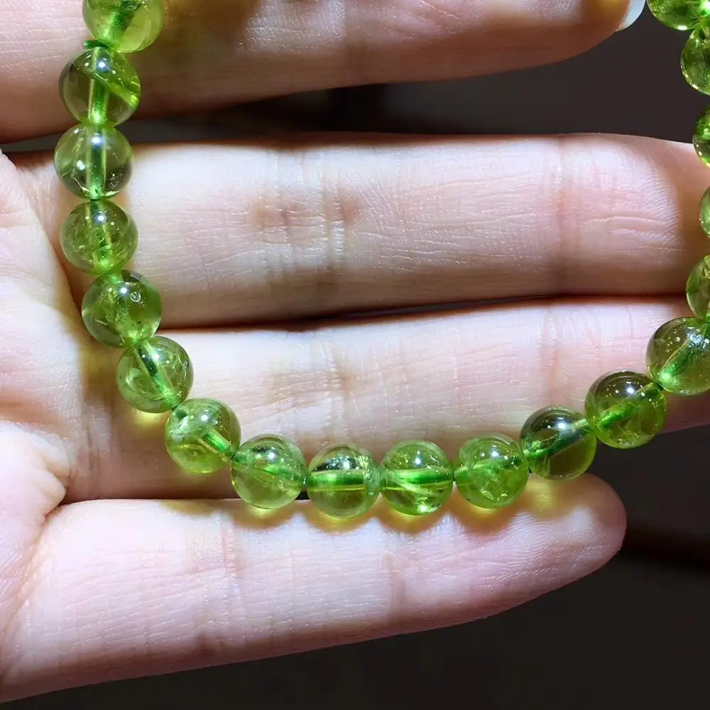 

Natural Green Peridot Olivine Clear Round Beads Bracelet 7.1mm For Women Stretch Healing Crystal Fashion Bracelet AAAAAA