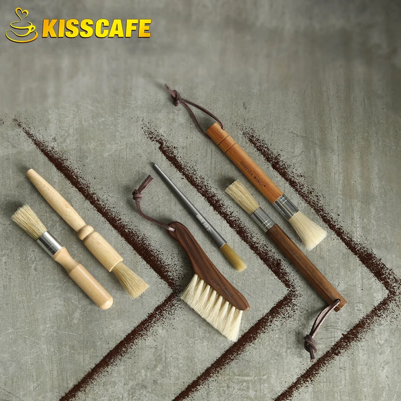 

Coffee Grinder Cleaning Brush Walnut/Beech Wood Handle Machine Bristle Wooden Handle Milk Powder Brushes Household Coffee Brush