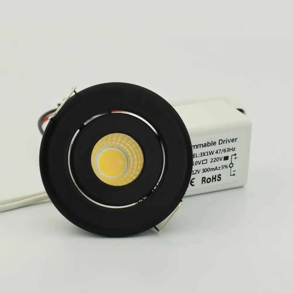 

10/Pack Black Small Spot LED Downlight 1W COB 3W