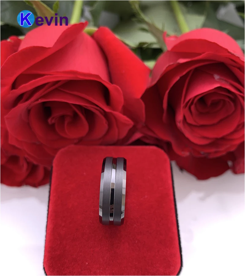 Хорошее 2 цвета вольфрамовое Кольцо черное и розовое золото свадебное кольцо для