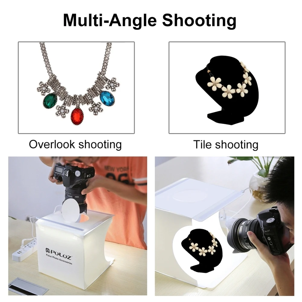 PULUZ 2LED Lightbox Light box Mini Photo Studio Box 1100LM Photography Box Light Studio Shooting Tent Box Kit &6 Color Backdrops