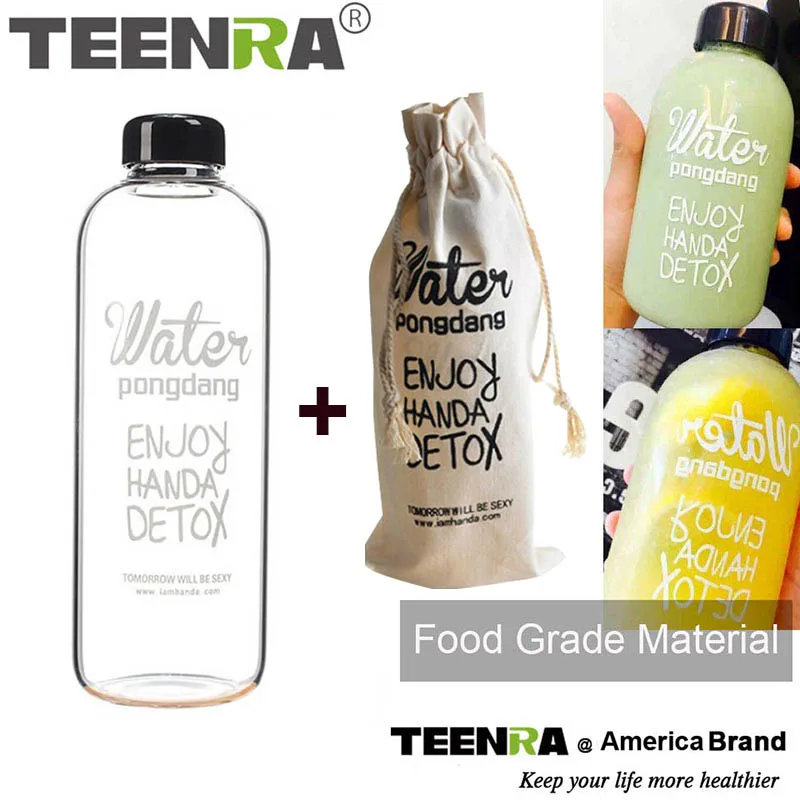 TEENRA 1000 мл большой объем для воды бутылка портативная Спортивная бутылка для питьевой воды герметичная фруктовая лимонная пластиковая бутылка для сока