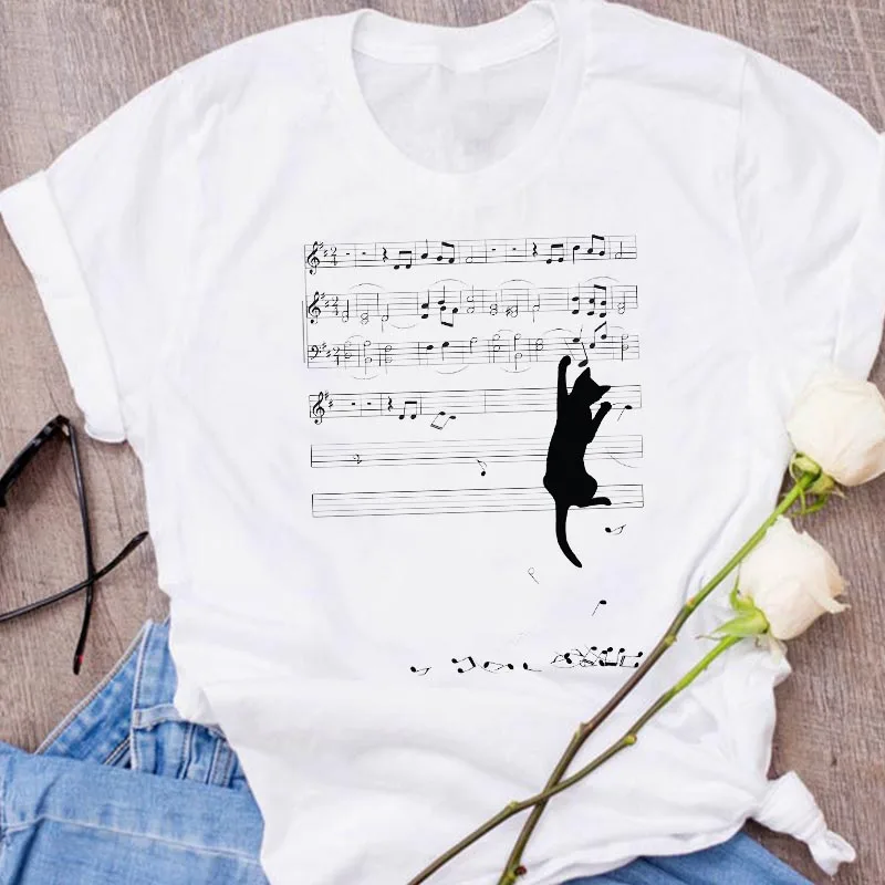 Женская модная повседневная одежда с милым принтом кота из мультфильма 90s