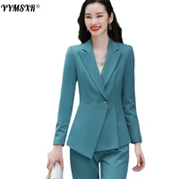2022 autumn and winter s 4xl womens business suit professional long sleeved ladies jacket casual trousers two piece