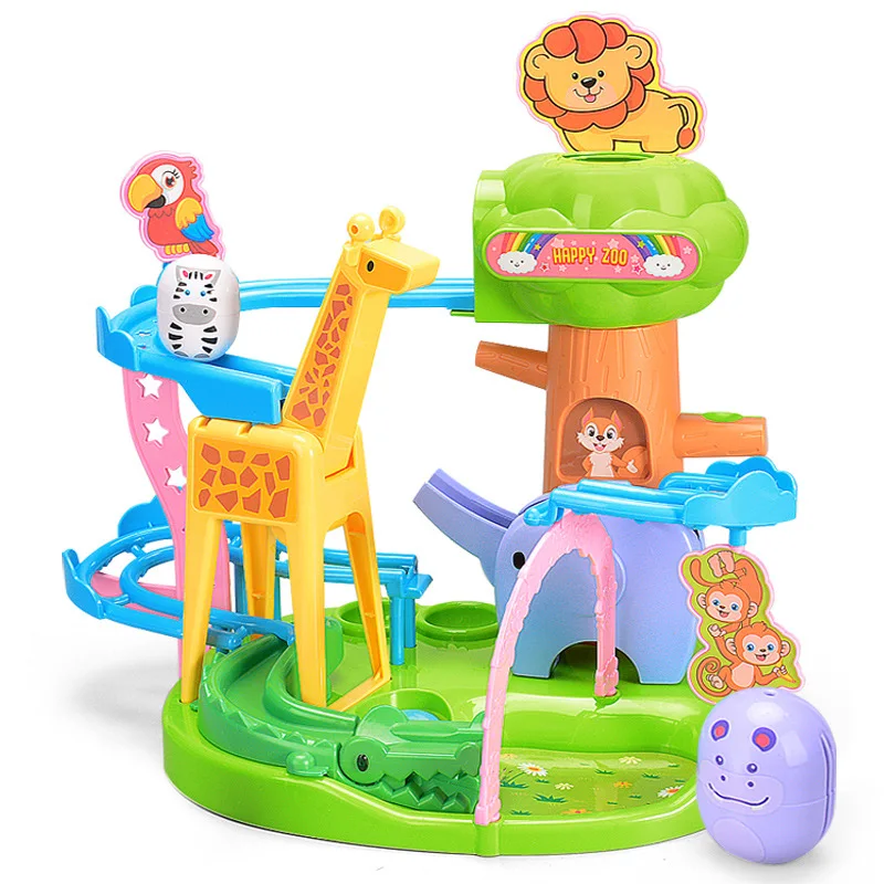 Стакан с раздвижной дорожкой детский мультяшный зоопарк горка приключения