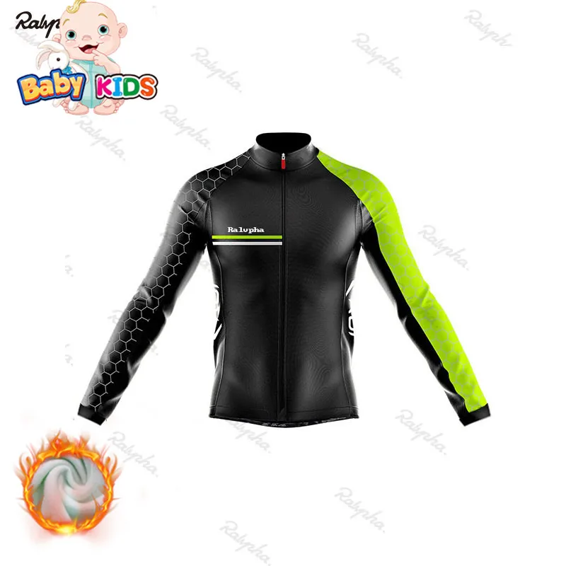 kids winter clothes ORBEAING/ г. Зимние флисовые Детские комплекты для велоспорта для мальчиков и девочек с длинными рукавами, костюм из Джерси для велоспорта, Ropa Ciclismo, MTB, велосипедная форма, комплект одежды - Цвет: kids winter clothes