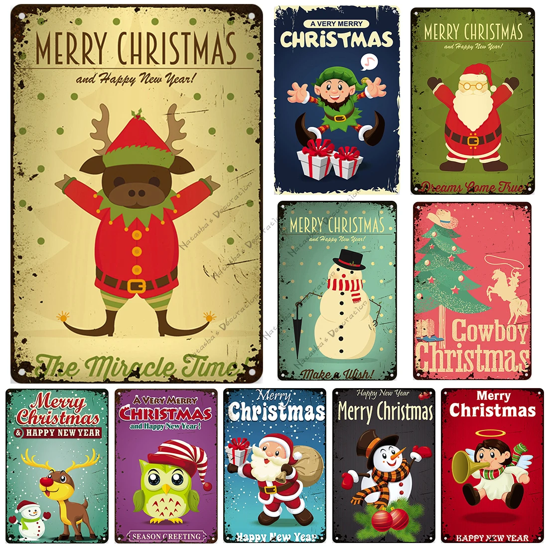 

Merry Christmas Metal Sign Santa Vintage Wall Plate Metal Plaque Old Metal Poster Club Pub Bar Garage Cafe Sign Industrial Decor