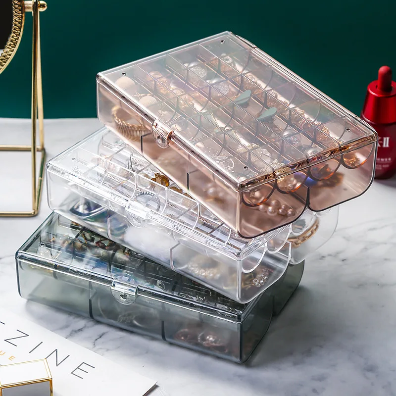 

1pc Plastic Jewelry Box 12/30 Grids Storage Boxes Beads Earring Necklace Box Portable Rectangle Compartment Container Case