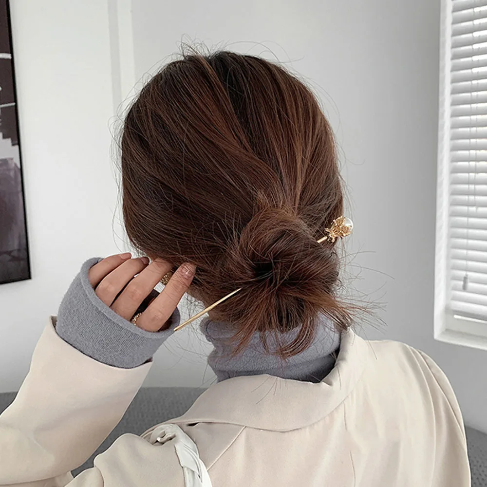 Шпилька для волос с жемчугом в винтажном китайском стиле 1 шт.