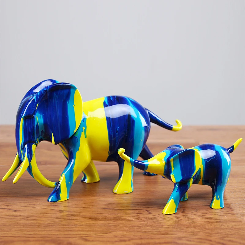 Модный всплеск цвета статуя слона украшение для дома счастливые матери и ребенка