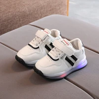 led baby boys girls pu leather shoes toddler children white shoes soft bottom fashion kids sneakers size 21 30