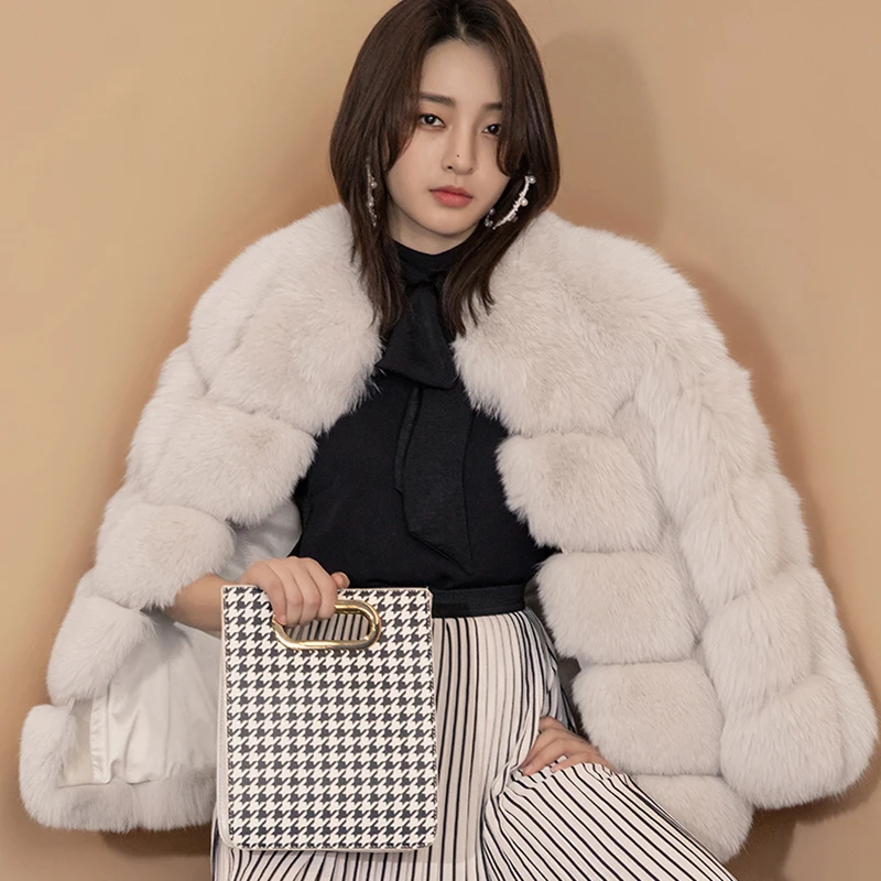 

rf1928C High Street Women's Real Fur Coat New Arrival Natural Fur Jacket Super Warm Real Fox Fur Coat